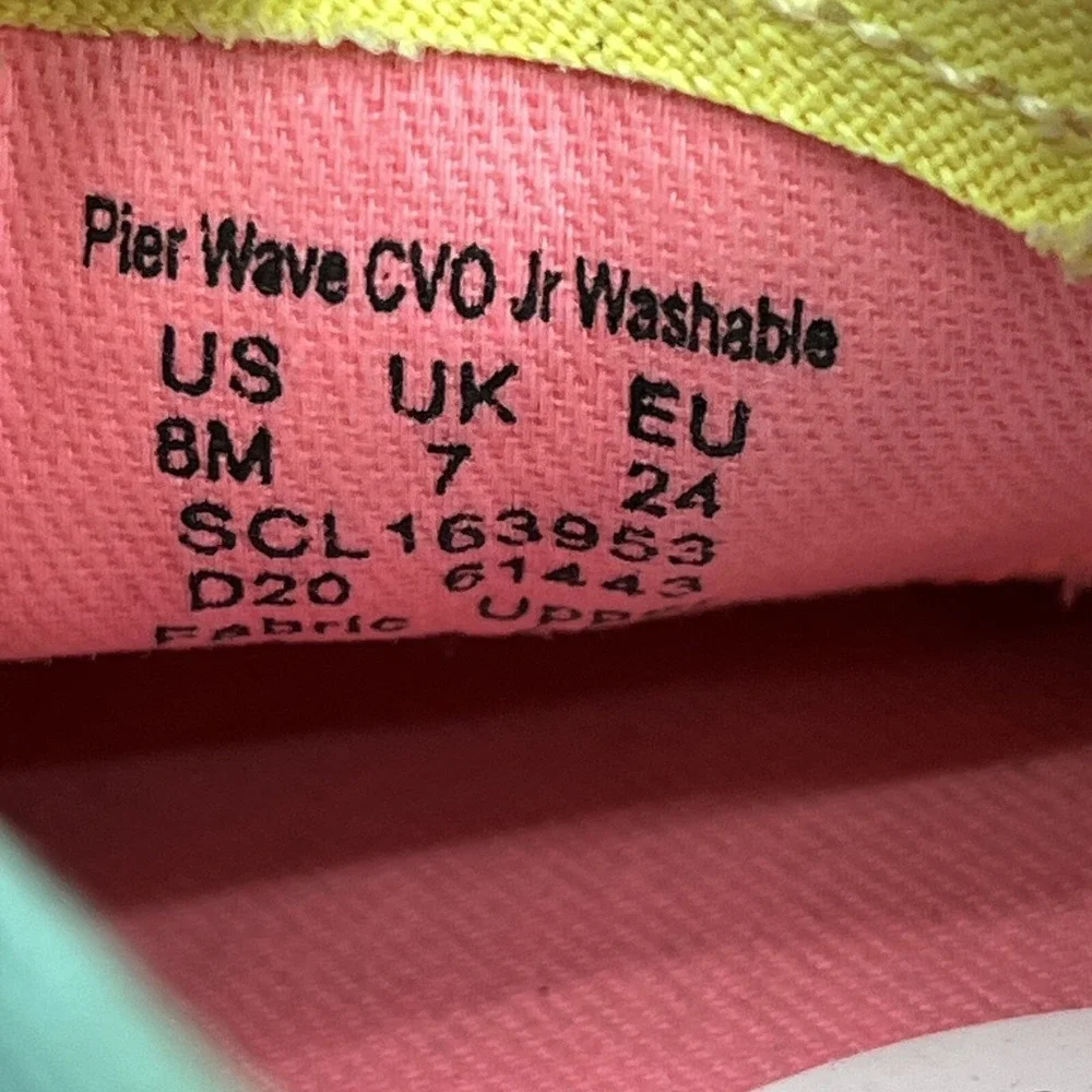 Sperry Top-Sider Pier Wave Sneakers Jr Girls 8M Boat Shoes Pink Teal Yellow